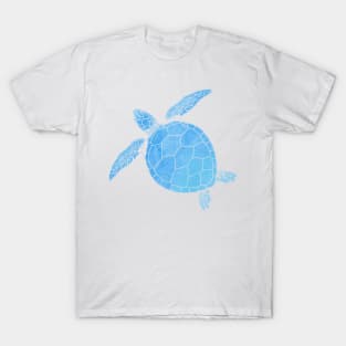 Blue Watercolor Sea Turtle - Coastal Minimal Digital Graphic Design T-Shirt